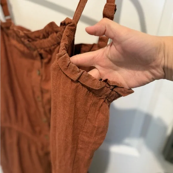 Toad & Co. Women’s Taj Hemp Sleeveless Jumpsuit Rust Size Large - Picture 4 of 10